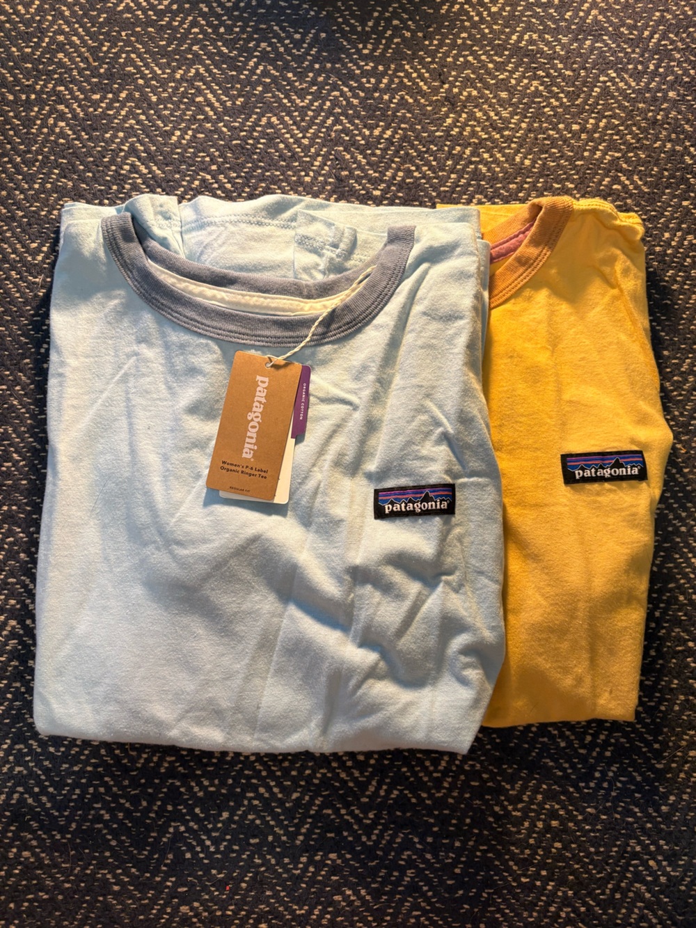 Set of two Women's t Patagonia P-6 Label Ringer T